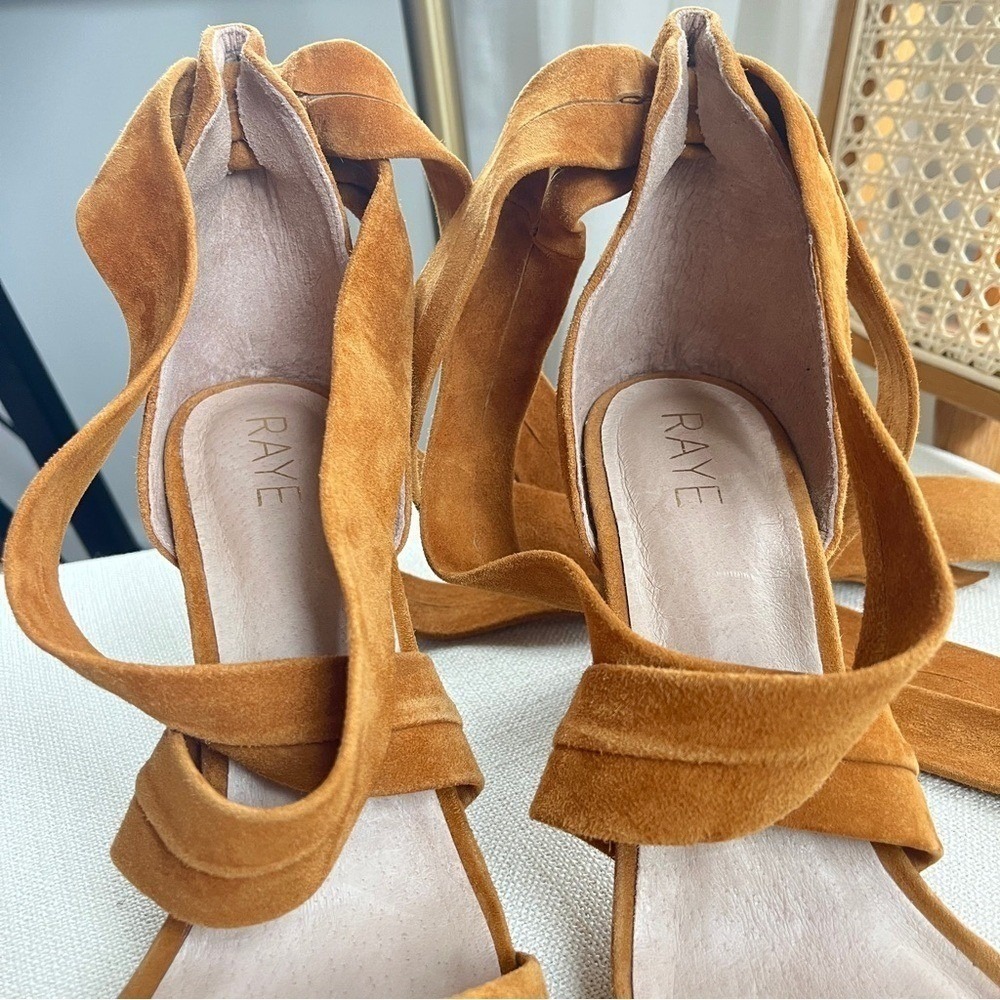 REVOLVE x RAYE Mia Cognac Suede Ankle Wrap Sandal Sz 10 - Picture 9 of 12
